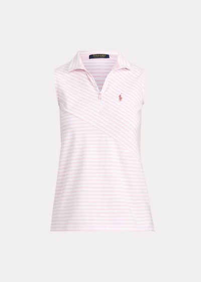 Camisa Polo Ralph Lauren Mujer Rosas / Blancos - Sleeveless Golf Quarter-Zip - ICMSF6704